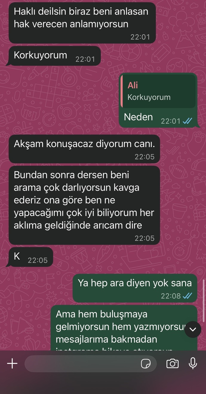 Benimle konuşmak istemiyor mu ben mi zorlamışım?