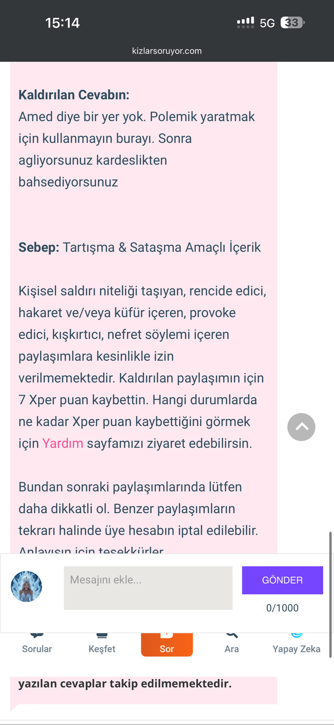 Amed diye soru açmak neden normal de yanıtlar sakıncalı?