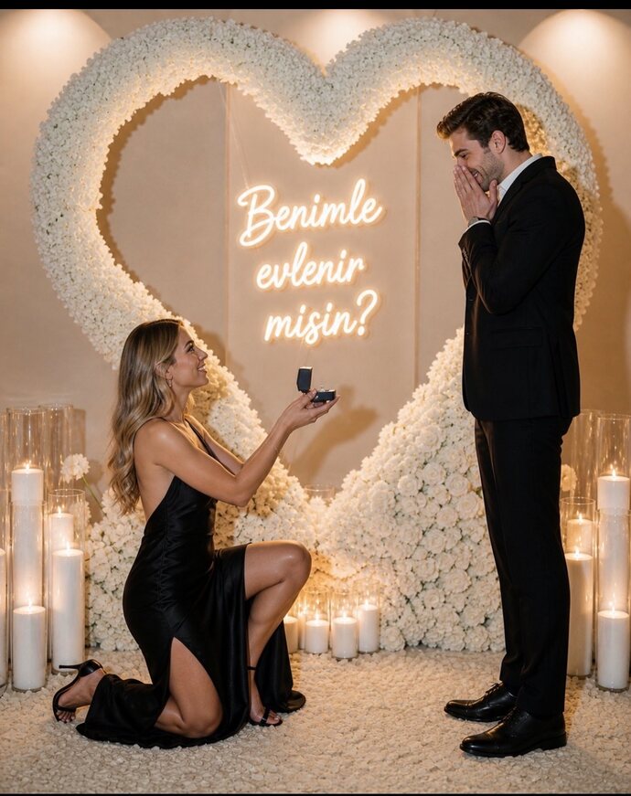 Bir kadın size böyle romantik bir evlilik teklifi etseydi tepkiniz ne olurdu? Erkeklerin teklif alması normalleşmeli mi?