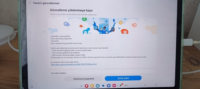 Samsung Galaxy S9 tabletimde güncelleme yükleme hazırsayfası çıkıyor bu nedir?