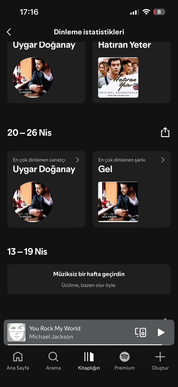 Pek dinlemiyorum eskiden çok dinlerdim dün ve bugün üst üste dinledim 