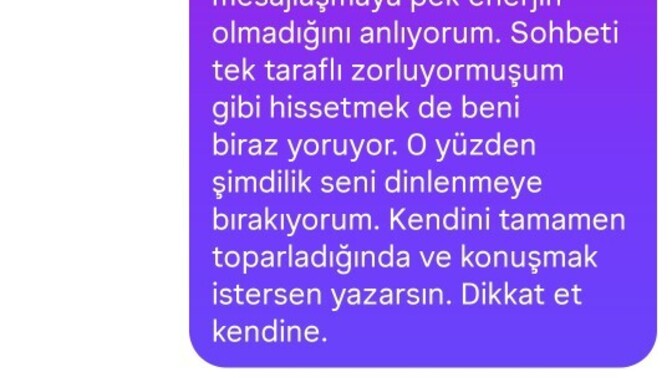 Kız hastalığından dolayı böyle yazdı ama 6 gündür bana yazmıyor?