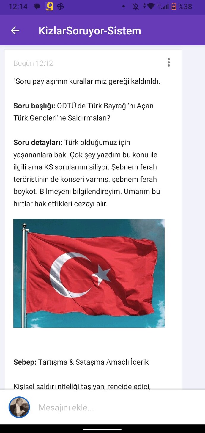 Doğruyu söyleyince KızlarSoruyor sorumu neden siliyor, sebebi ne?
