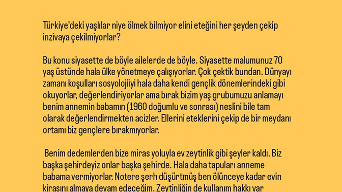Sizce yaşlılar Türkiye'de gençlerin önünü tıkıyor mu? Bunun için ne yapılabilir?