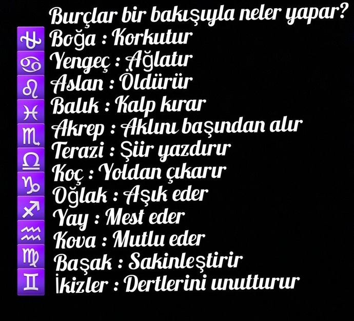 Burçlar bir bakışıyla neler yapar?