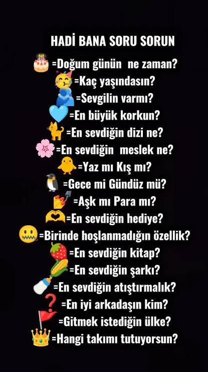 Bana hangi soruyu sormak istersin?