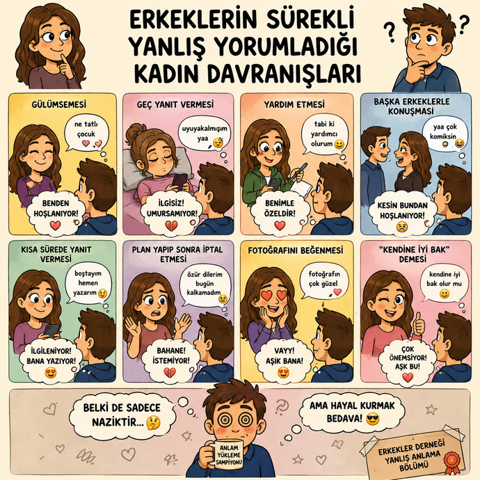 Erkeklerin sürekli yanlış yorumladığı kadın davranışları neler, en çok hangileri karıştırılıyor?