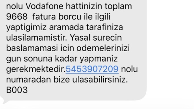 Vodafone ödeme sözü verdim, borcun yarısını ödedim bu mesaj normal mi, hattım kesilir mi?