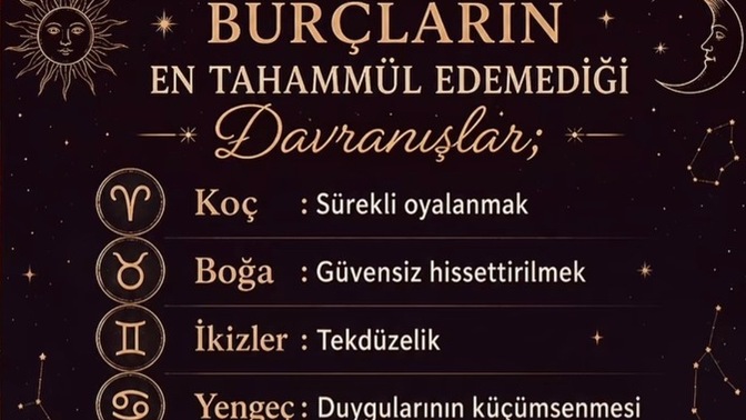 Hangi Burçsun Neye Tahammül edemezsin ?