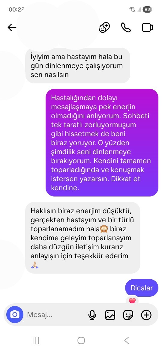 Bu mesajdan sonra 15 gündür bana yazmıyor?