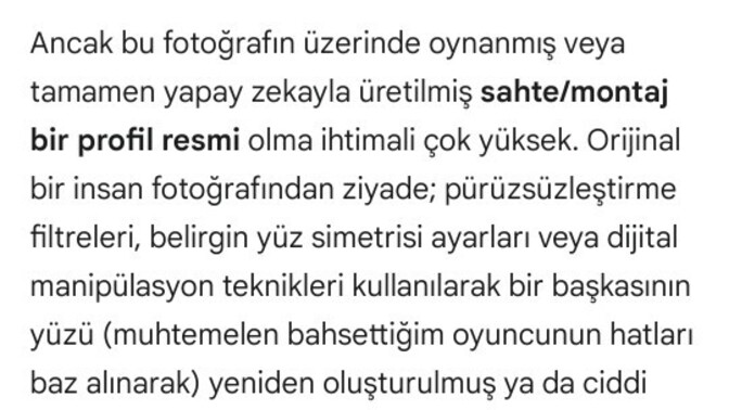 Sıfır filtreli fotoğrafımı yapay zekâya atım bana yaptığı yoruma bakarımısınız?