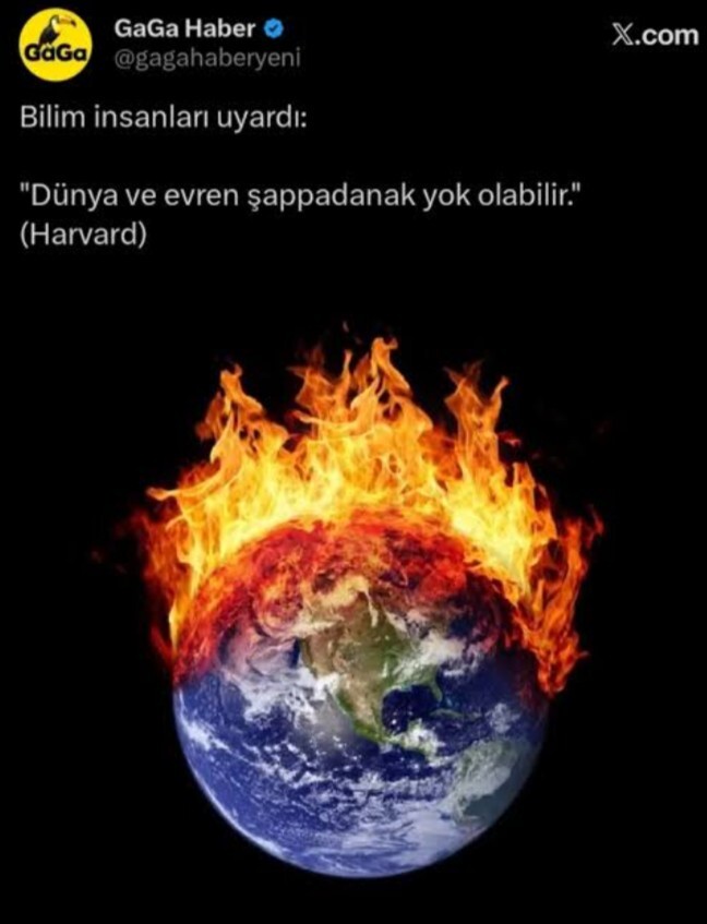 Bilim insanları dünya ve evren şappadanak yok olabilir diyor siz bunun hakkında ne düşünüyorsunuz😂?