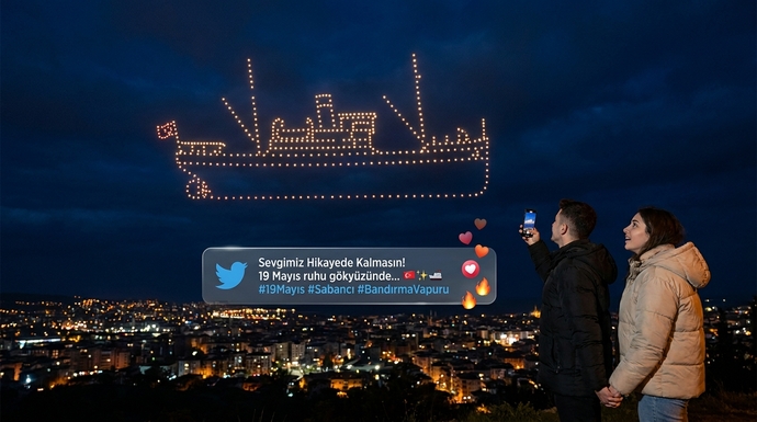 19 Mayıs’ta gökyüzüne Bandırma Vapuru çizen drone şovu seni de duygulandırmadı mı? 🇹🇷