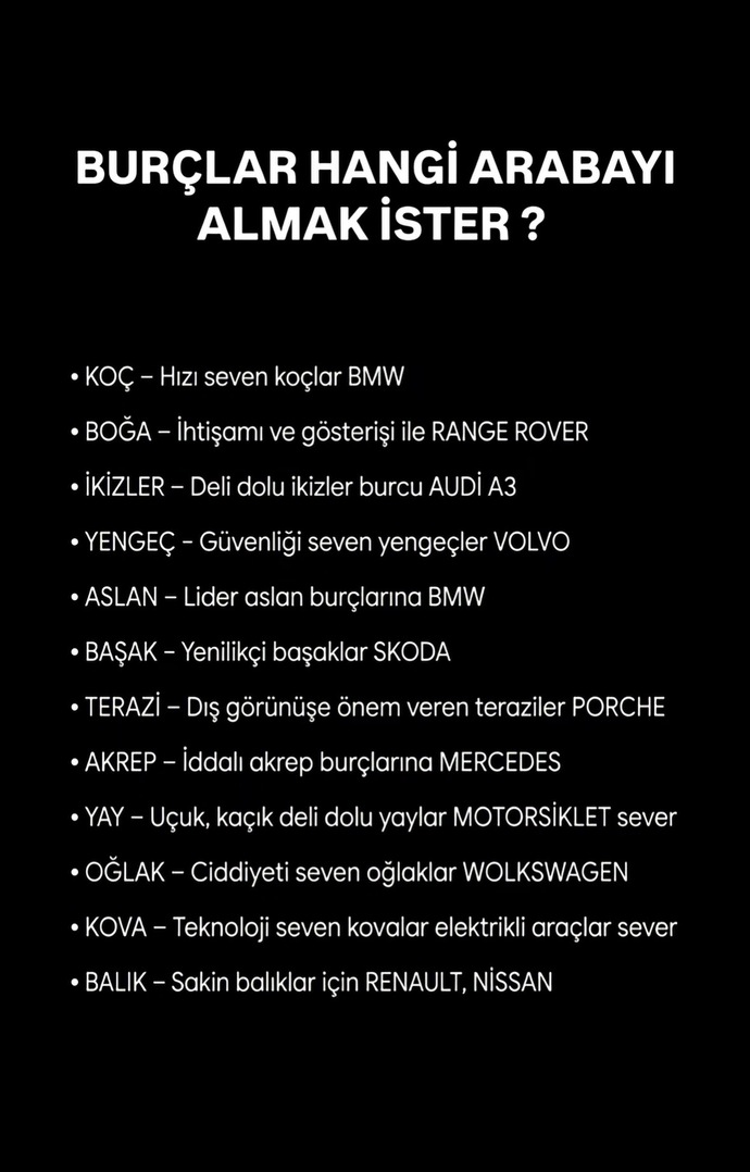 Burçlar Hangi Arabayı Almak İster?