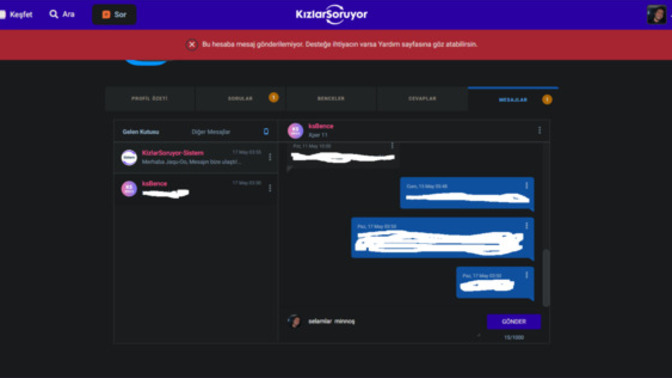 ksBence ye mesaj gönderemiyorum neden?