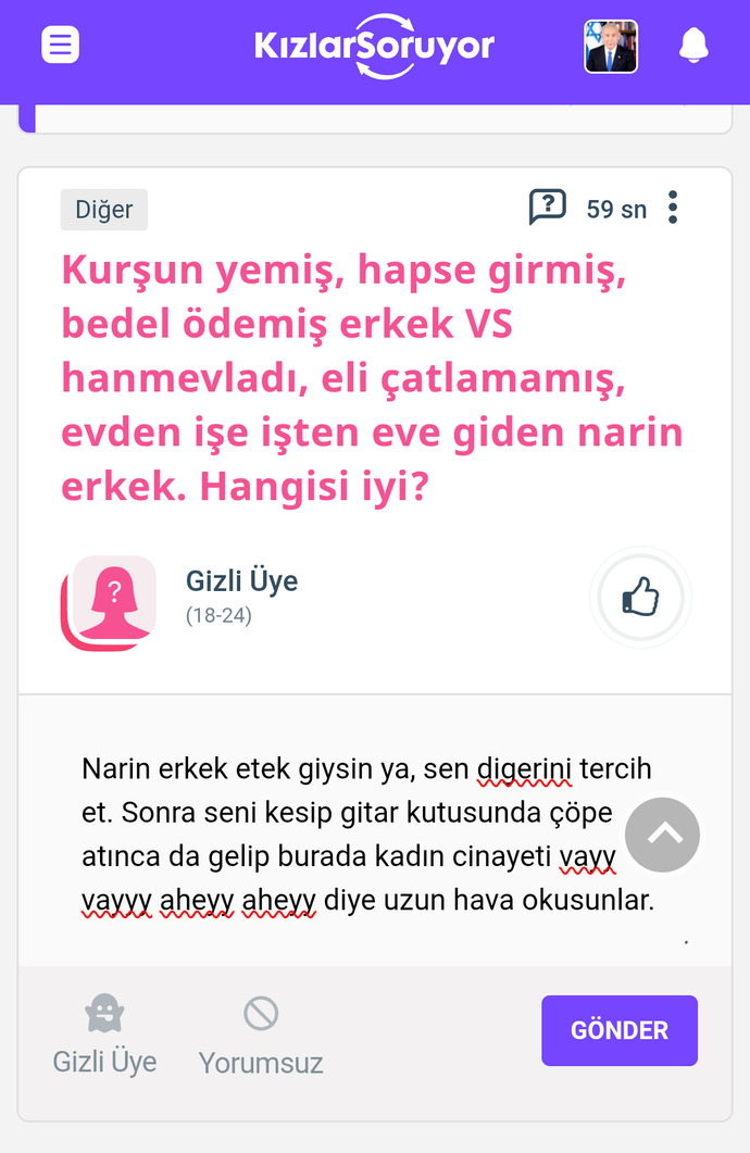 Kadın cinayetlerinin asıl suçlularının kadınlar olduğunu düşünen var mı?
