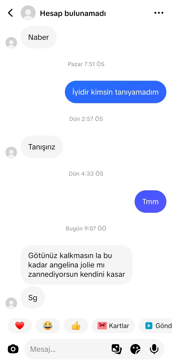 Neden bir insan tanımadığı birine böyle bir şey yazar yoksa ben mi yanlış yaptım?