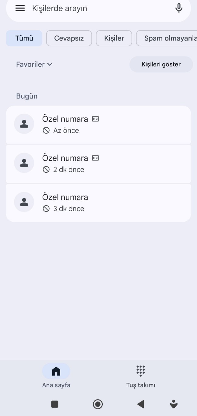 Özel numara aradığında telefonum çalmıyor, spam ya da çağrı geçmişine düşmesini nasıl düzeltirim?
