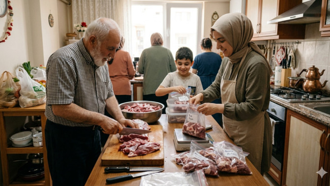 Kurban bayramın da eti siz mi kesiyorsunuz, yoksa kasaptan eve mi getiriyorsunuz?