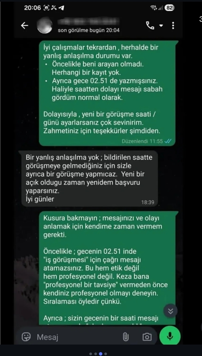 Yaptığı iş başvurusu için gecenin 3ünde sabah için randevu verildi. Sizi de gece gece arayan ciddi insanlar oluyor mu?