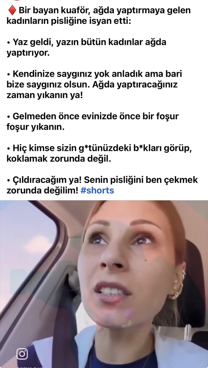 Bir kadın kuaförünün kadınların pisliği isyanı hakkında siz ne düşünüyorsunuz?