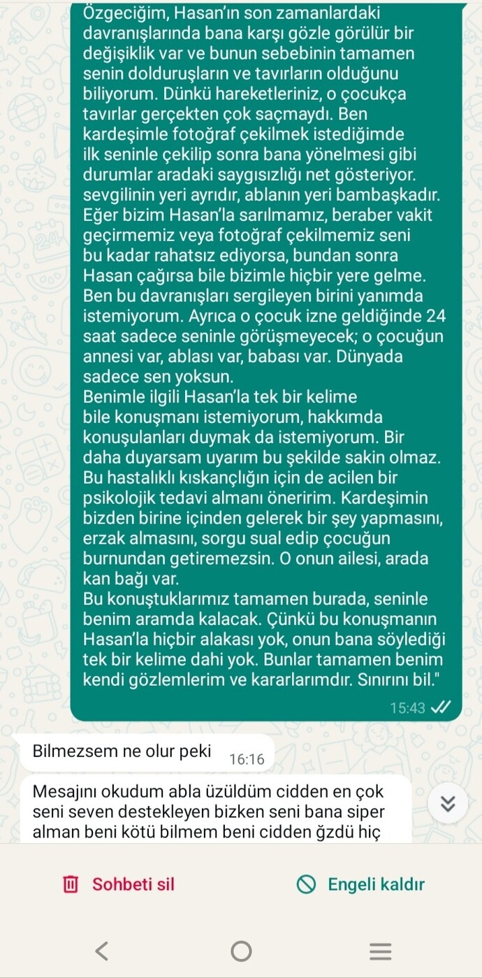 Kardesim bana kızmış ve benle konusmuyor?