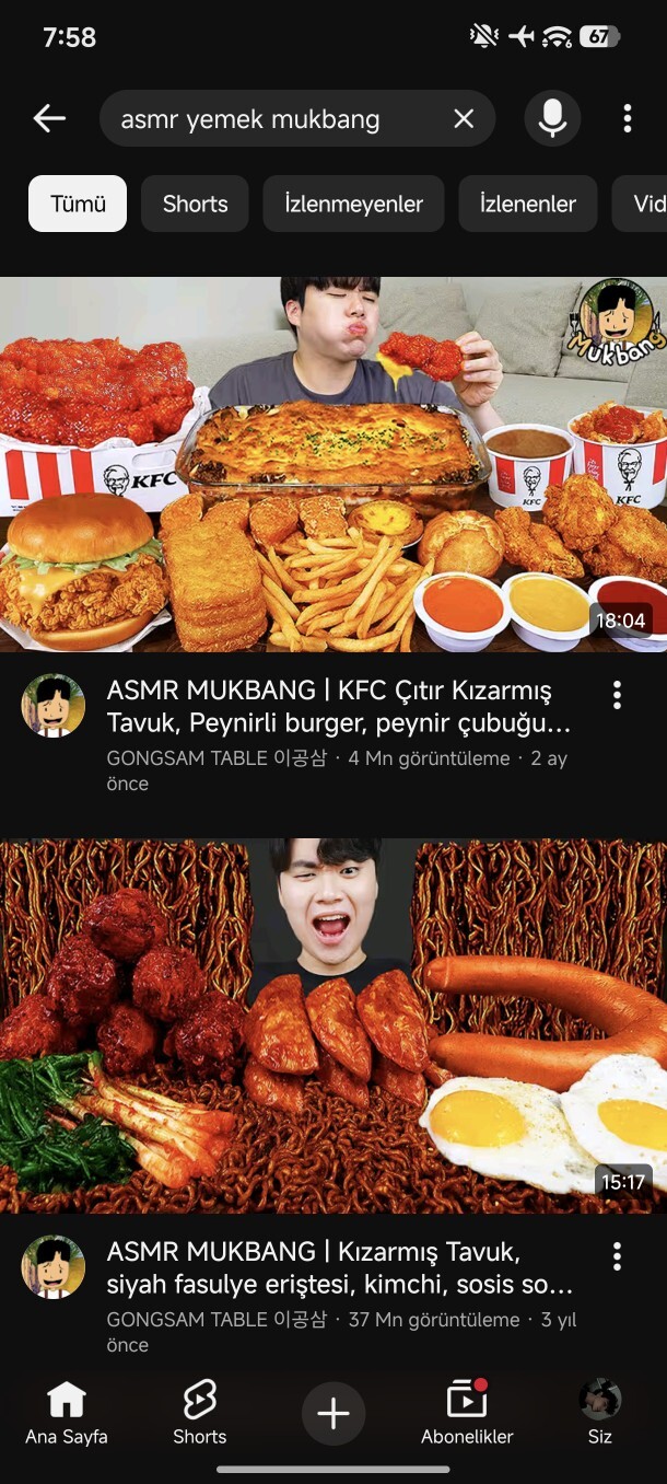 ASMR Yemek videolarını sever ve izler misiniz?