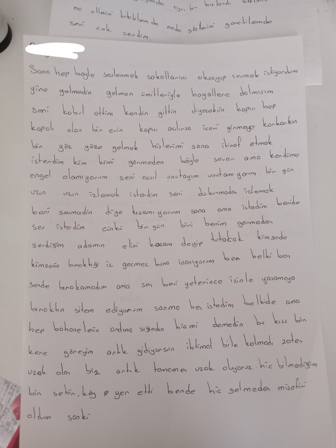 Bu mektubu okuyan bir erkek ne hisseder lütfen cevaplayın?