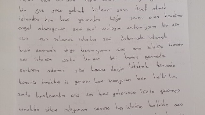 Bu mektubu okuyan bir erkek ne hisseder lütfen cevaplayın?