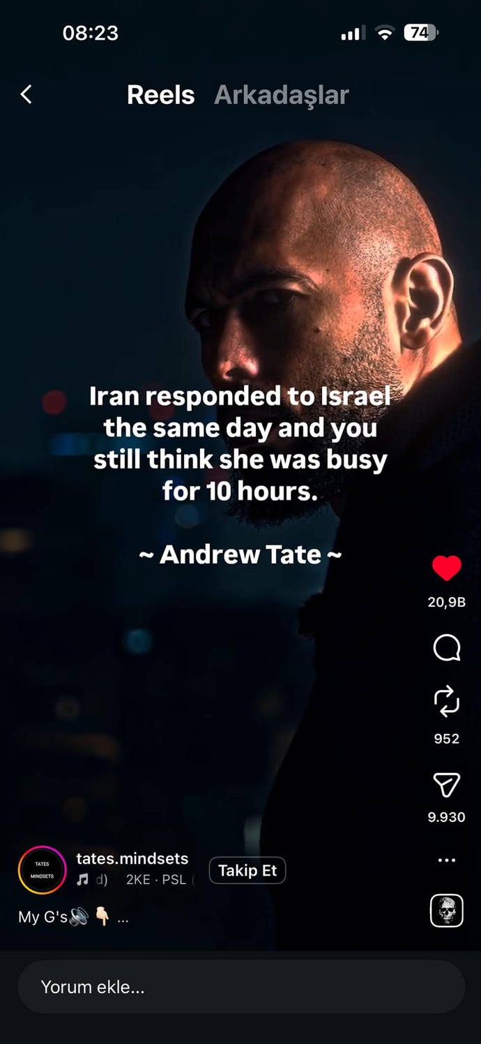 Andrew Tatein bu sözü hakkında ne düşünüyorsunuz?