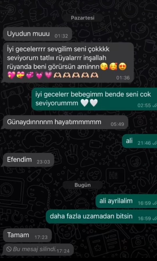 Ayrılık mesajı attınızmı hiç?