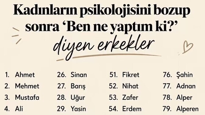 Listeye adını yazmayı unuttukları bir erko var mı?