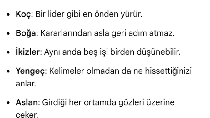 Burcuna göre karakteristlik özelliğin nedir?