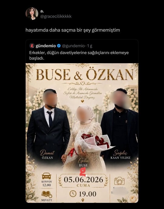 Böyle bir düğün davetiyesi görseniz ne düşünürsünüz, herald gibi grup mu sanırsınız?