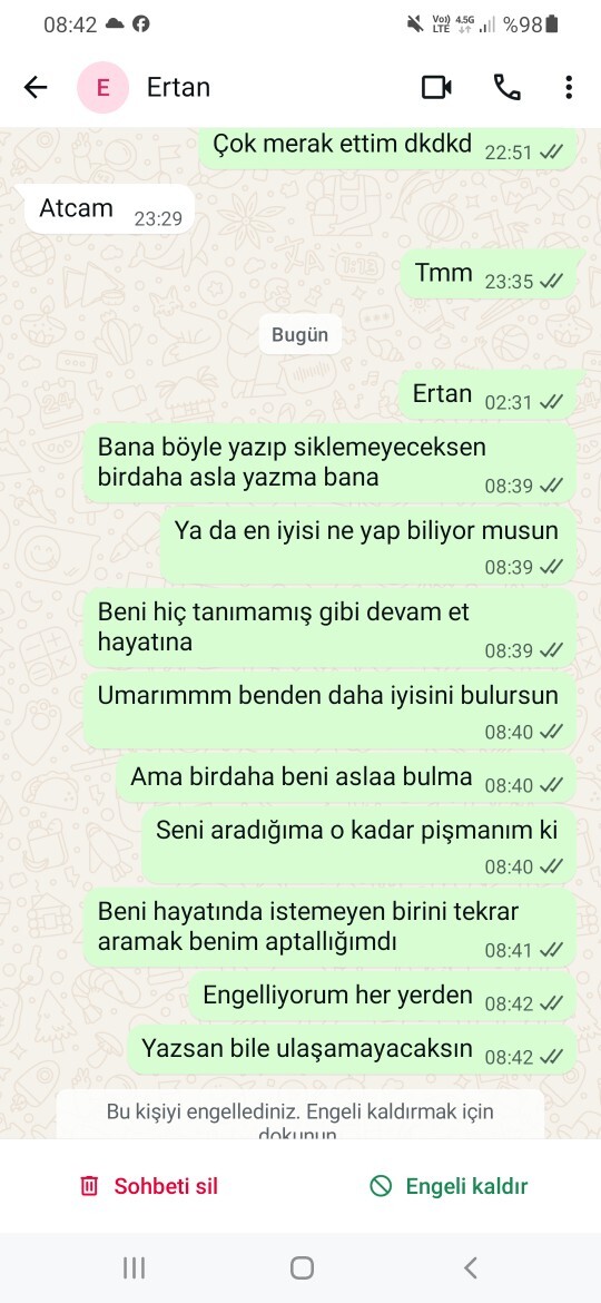Eski sevgilimi bunları yazıp engelledim iyi yapmış mıyım?