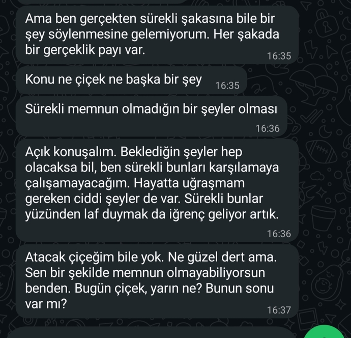 Yurtta kızların çöpe çiçek attığını gördüm sevgilime gösterdim benimle kavga etti bakar mısınız?