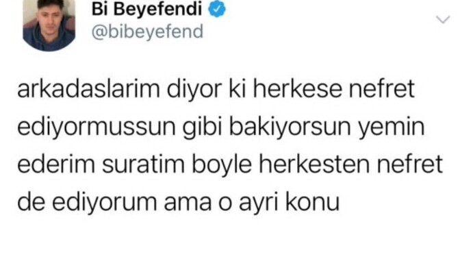 Sende herkesten nefret eder gibi bakıyor musun?