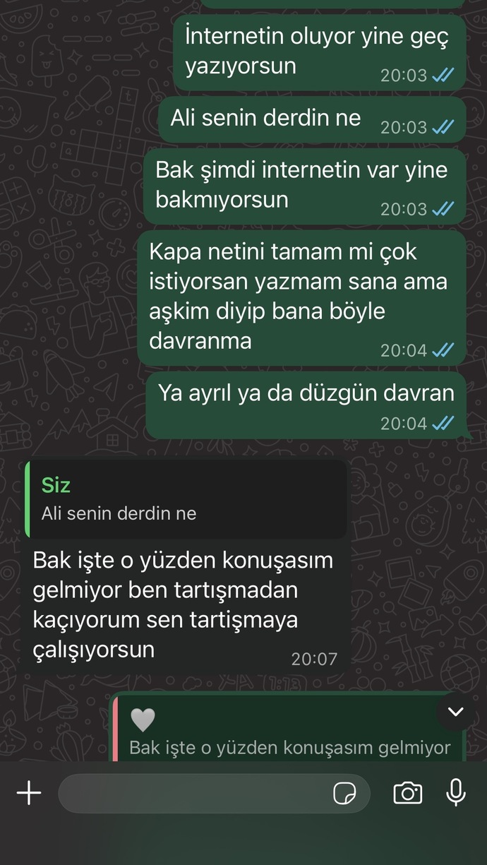 Ayrılmakta haksız miyim ( sabahtan beri yazmıyor aq)?
