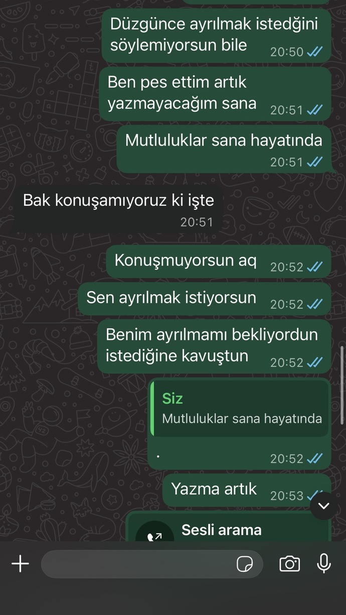Ayrılmakta haksız miyim ( sabahtan beri yazmıyor aq)?