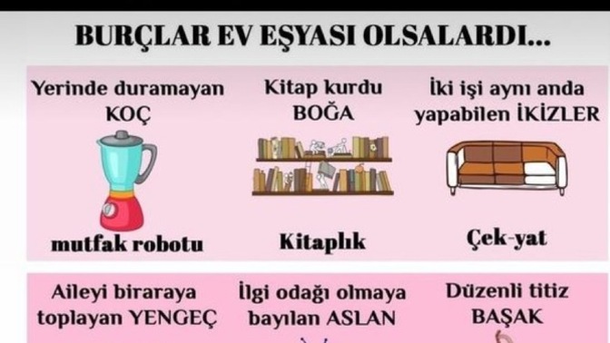 Burçlar ev eşyası olsaydı sen hangi eşya olurdun?