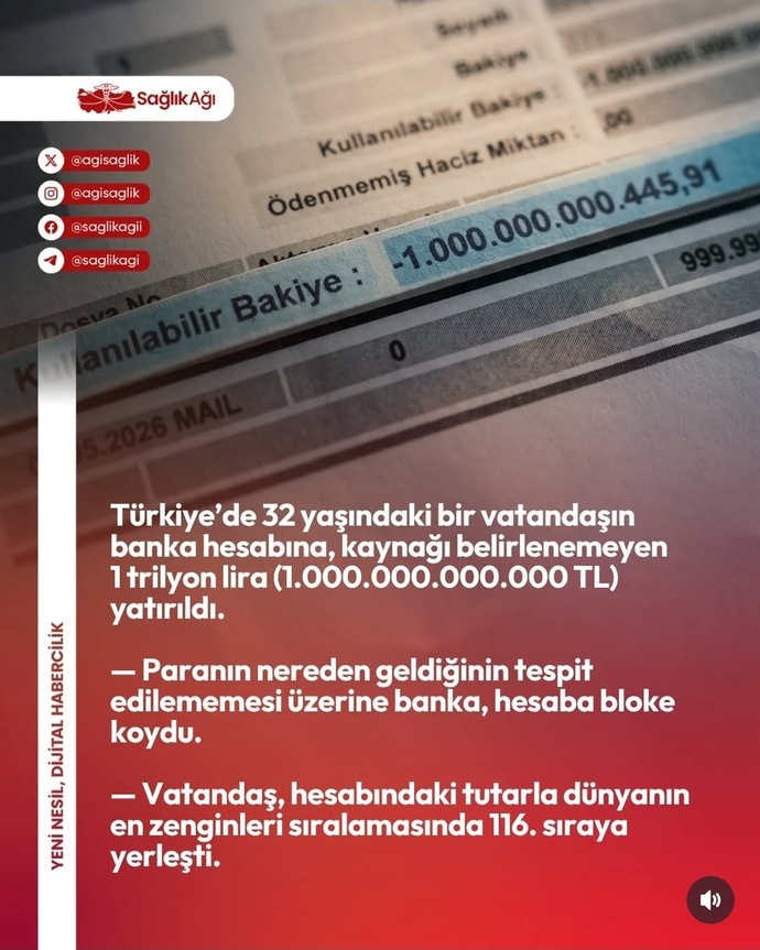 Bir vatandaşın hesabına yanlışlıkla 1 trilyon TL yattı. Siz olsanız o parayla ne yapardınız?