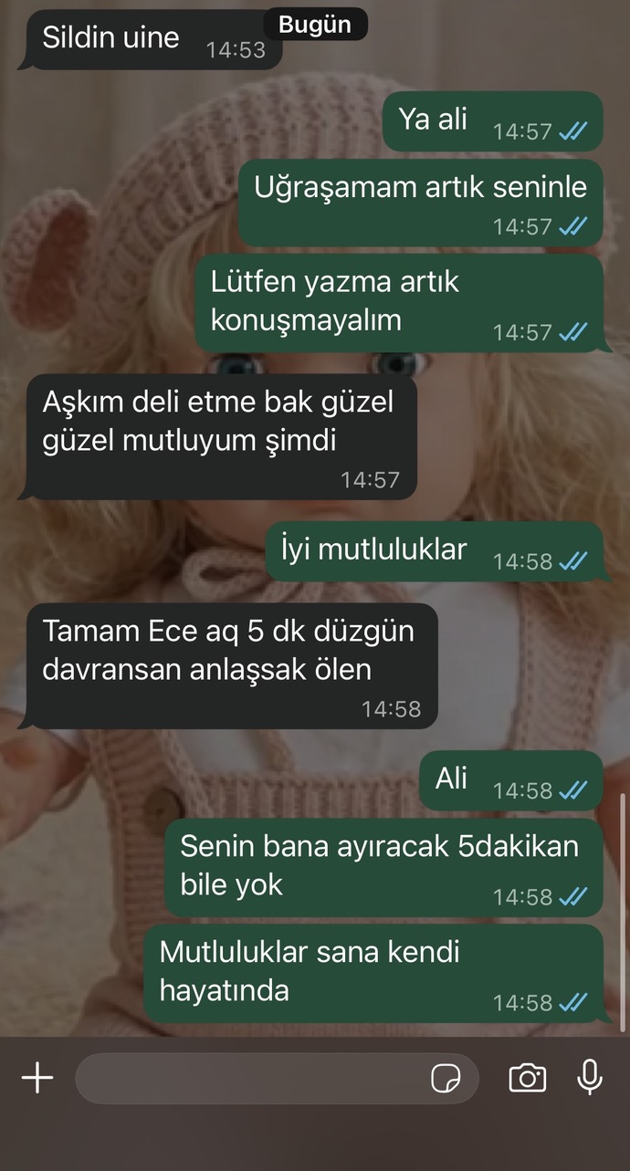 Niye cevap vermiyor bitti mi şimdi her şey?
