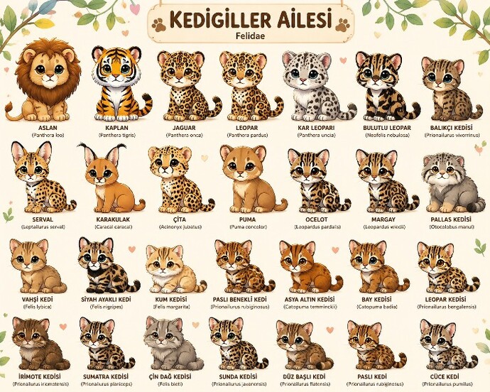 Aslan, kaplan, panter falan gerçekten farklı tür mü yoksa hepsi kedi mi?