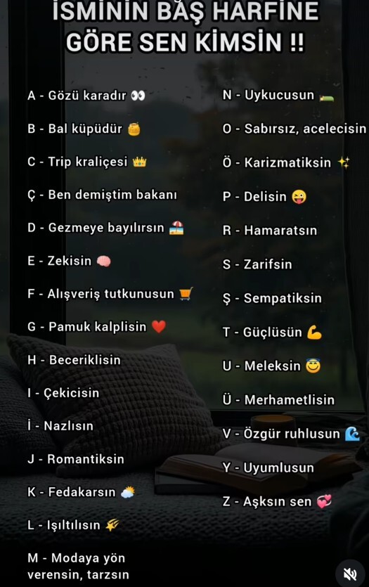 İsminin baş harfine göre sen nesin?