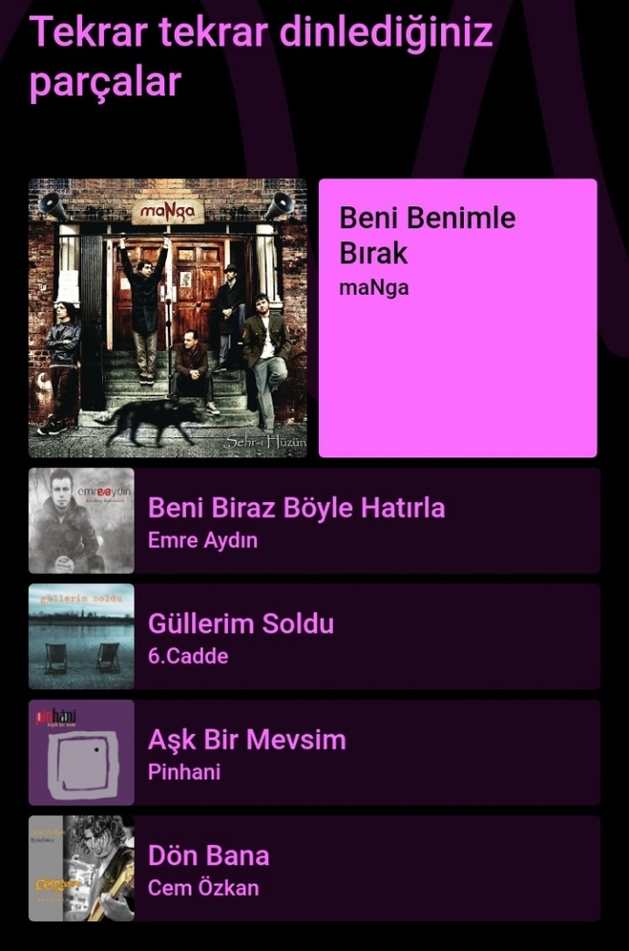 Tekrar tekrar dinlediğiniz şarkılar hangileri?