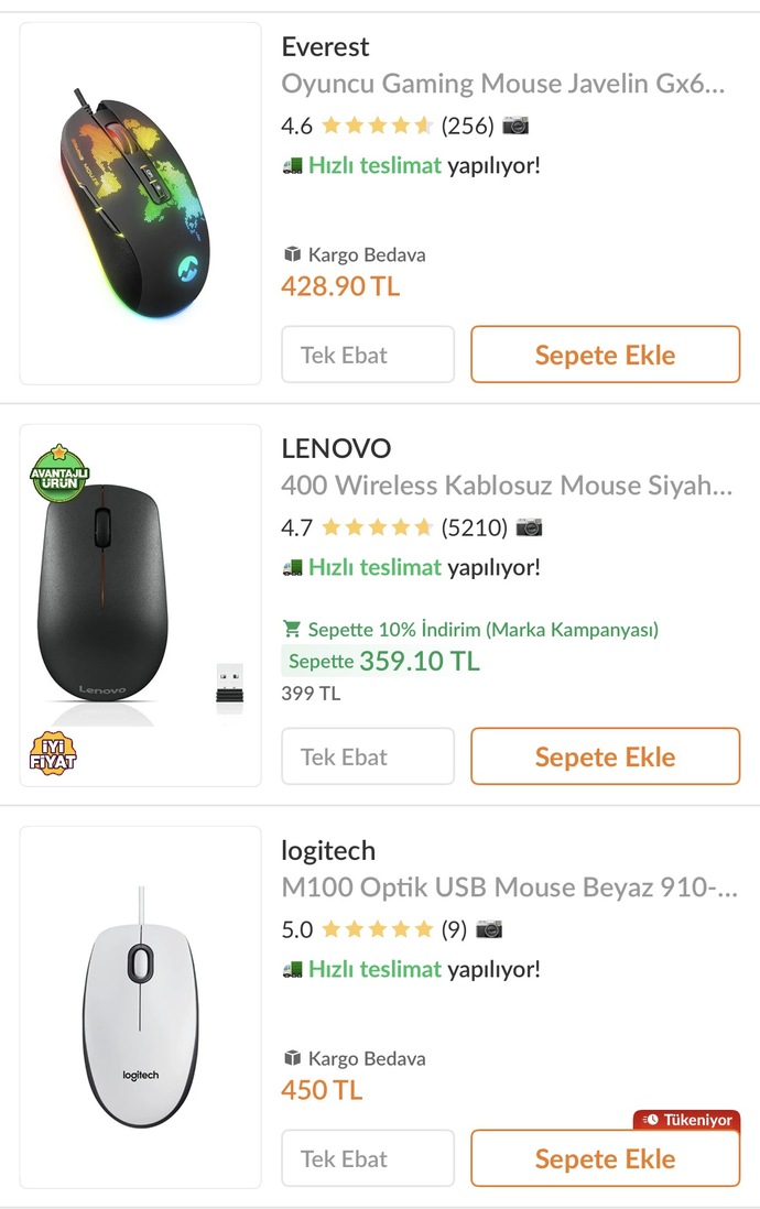 500 TL bütçeyle oyun oynamadan günlük kullanım için hangi mouse alınır?