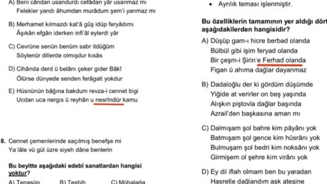 Bugün yks edebiyat sınavında 1 hafta önce ayrıldığım sevgilimle isimlerimiz yan yanaydı sorularda şakamı?