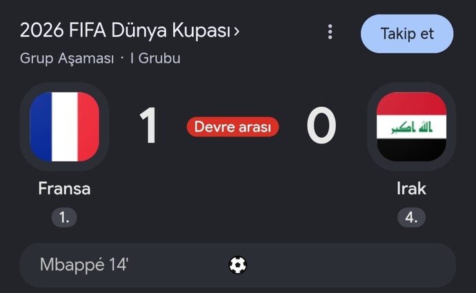 Fransa-Irak 2. Yarı başlar mı?