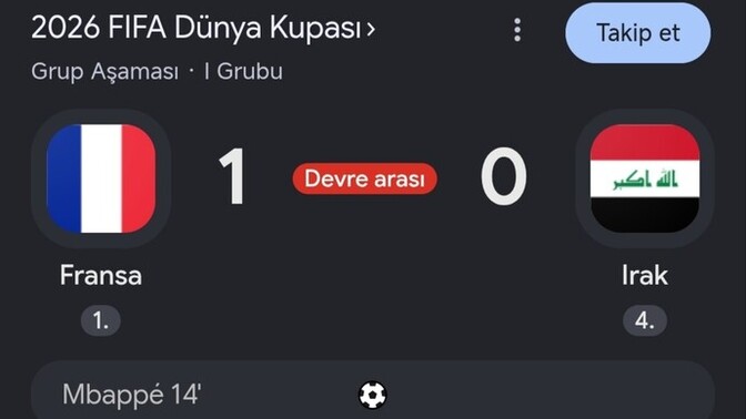 Fransa-Irak 2. Yarı başlar mı?