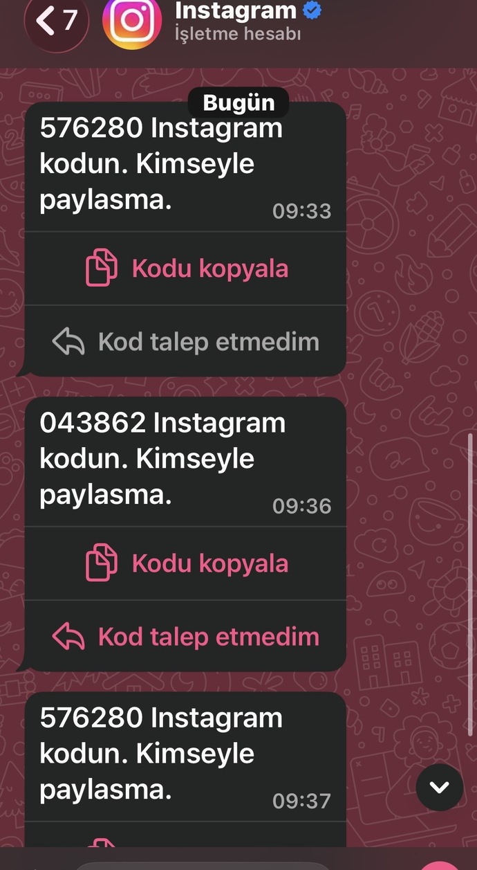 Biri instagram hesabımı çalmaya mı çalışmış?